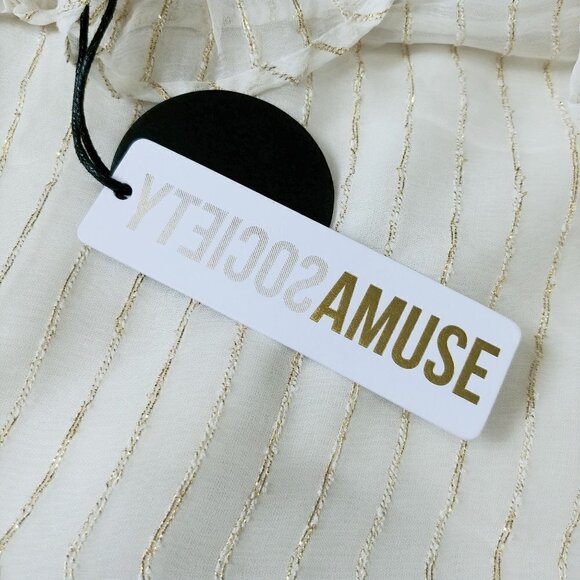 Amuse Society NWT Sunset Dreams Mini Shift Dress Womens S‎ Cream Metallic Beach - Picture 12 of 13